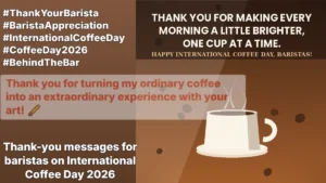 Thank-you messages for baristas on International Coffee Day 2026