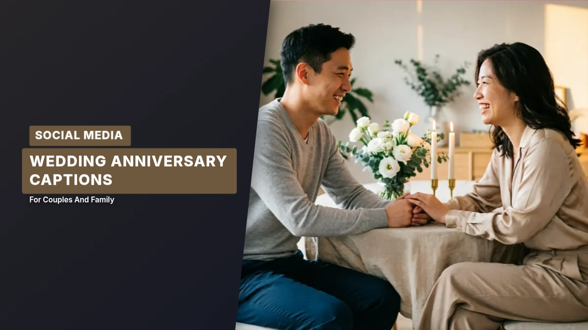 Wedding anniversary social media captions for couples and family